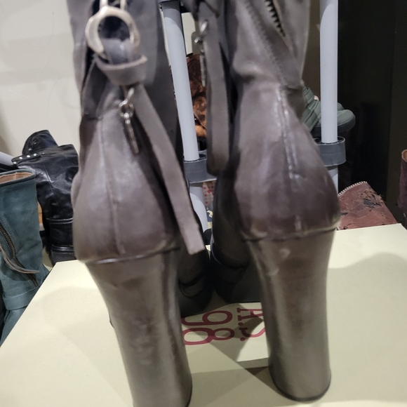A.S.98 VALE Smoke Gray Leather Platform Ankle Boots 37 - Picture 4 of 6